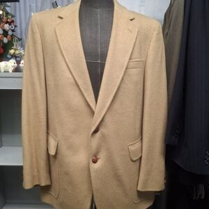 Camel-Color Suit Coat w/Leather Buttons